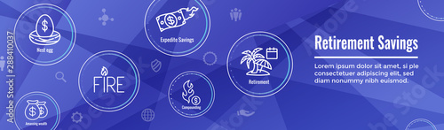 Retirement Savings Icon Set and Web Header Banner