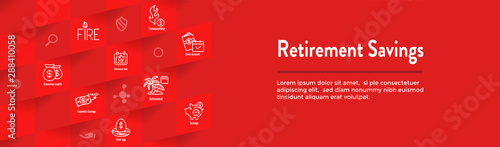 Retirement Savings Icon Set and Web Header Banner