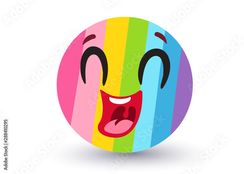 Funny rainbow emoji in kawaii style