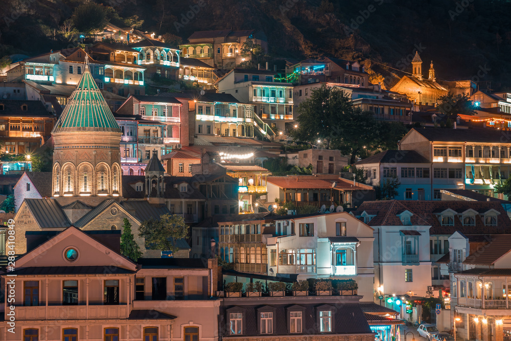 Night view of Old District Abanotubani. Tbilisi, Georgia.