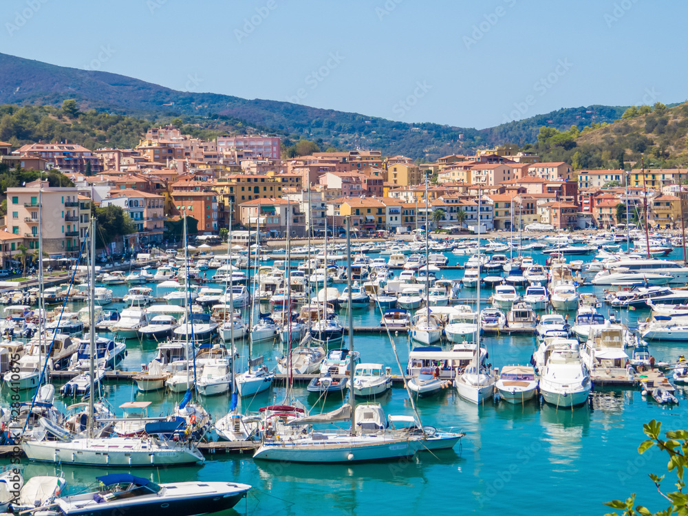 View of the port of Porto Ercole, Italy