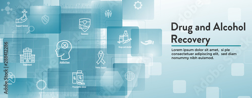 Drug and Alcohol Dependency Icon Set & Web Header Banner