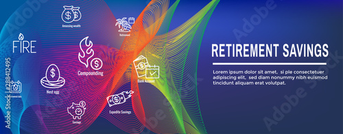 Retirement Savings Icon Set and Web Header Banner