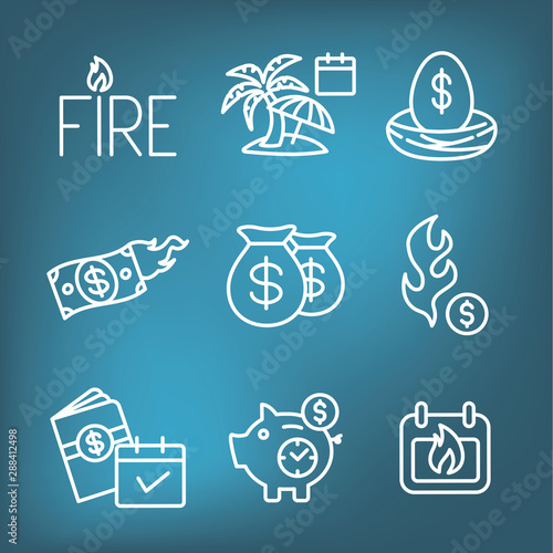 Retirement Savings Icon Set - money bags, nest egg, calendar and more