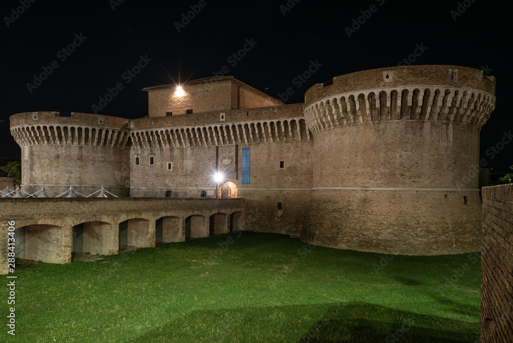 The historic fortress of Senigallia by night