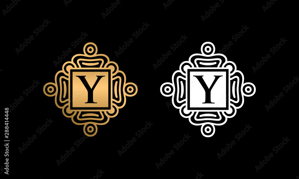 Y letter initial logo design vector template, Letter Y Logo Design With Square ornament, Gold and white ornament with Y letter logo design, luxurious Y letter logo, Y letter logo icon for beauty Y letter initial logo design vector template, Letter Y Logo Design With Square ornament, Gold and white ornament with Y letter logo design, luxurious Y letter logo, Y letter logo icon for beauty