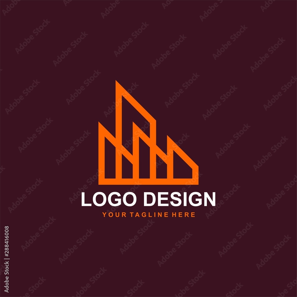 Fototapeta premium Architectural logo design vector. Real estate line logo design. Home abstract illustration.