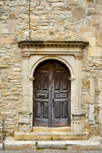 Old Church Porch With Wooden Door