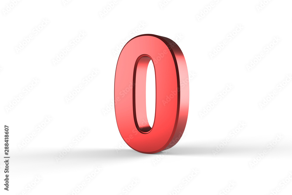 3D Red Number 0 Isolated White Background 3D Red Number 0 Isolated White Background