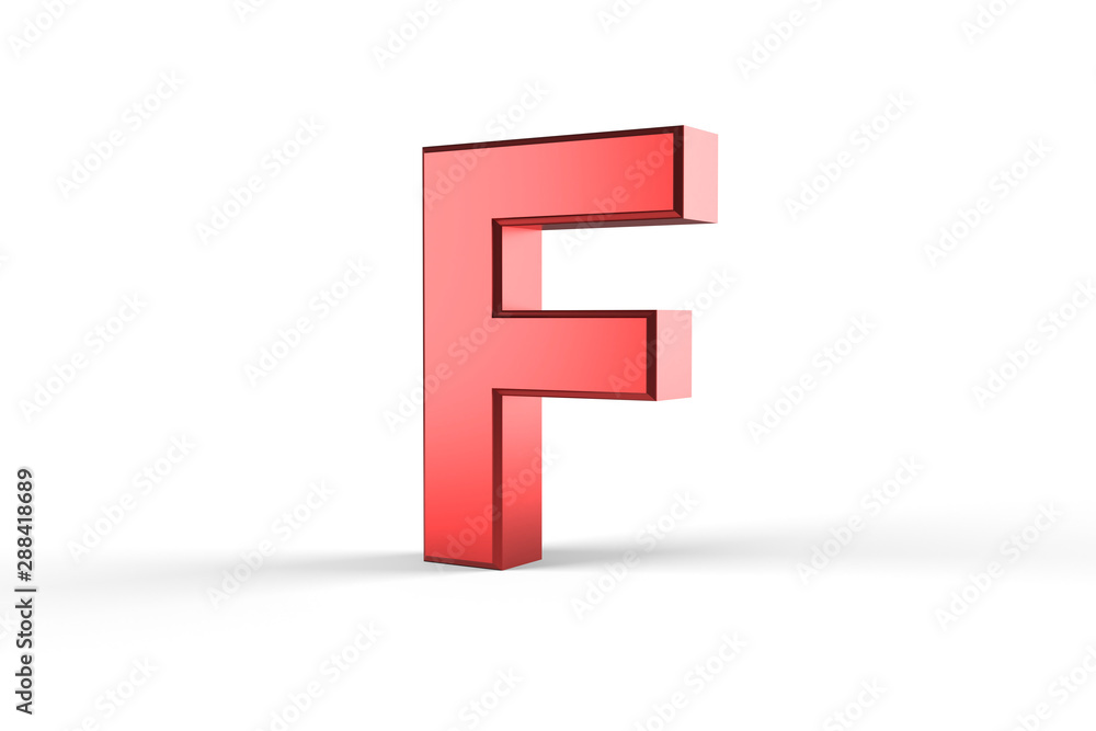 3D Red Letter F Isolated White Background 3D Red Letter F Isolated White Background