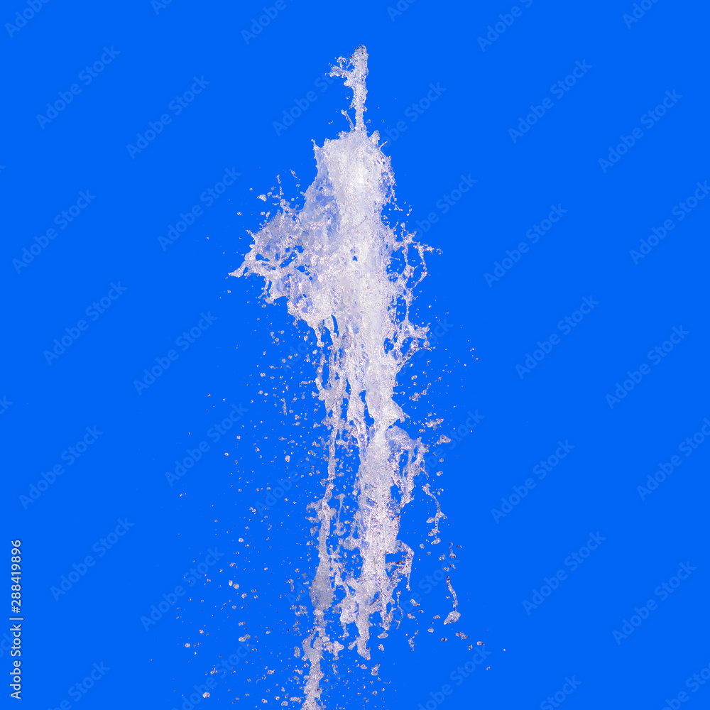 Splash Water Fountain Isolated on Blue Background