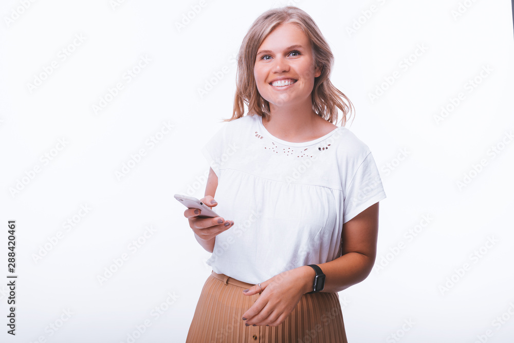 Photo of blinde young woman, holding a mobile phone while looking at camera Photo of blinde young woman, holding a mobile phone while looking at camera