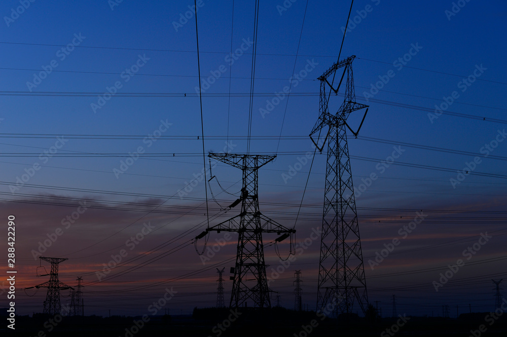 The power supply facilities of contour in the evening