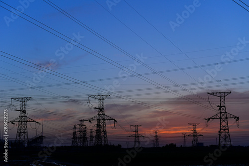 The power supply facilities of contour in the evening © qiujusong