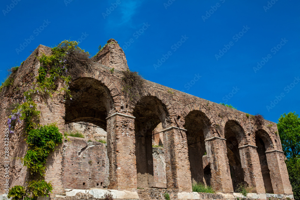 Ruins of the Medieval Porch at the Roman Forum in Rome