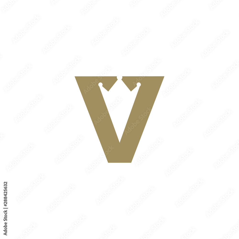 letter V with a crown in negative space letter V with a crown in negative space