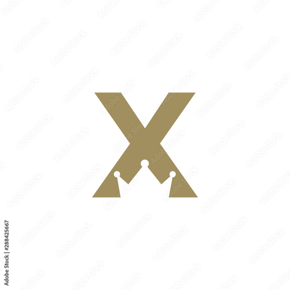 letter X with a crown in negative space letter X with a crown in negative space