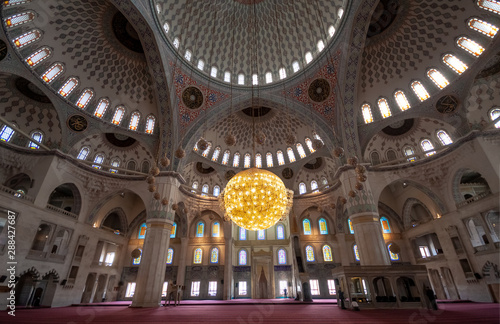 wide angle from inside the mosque