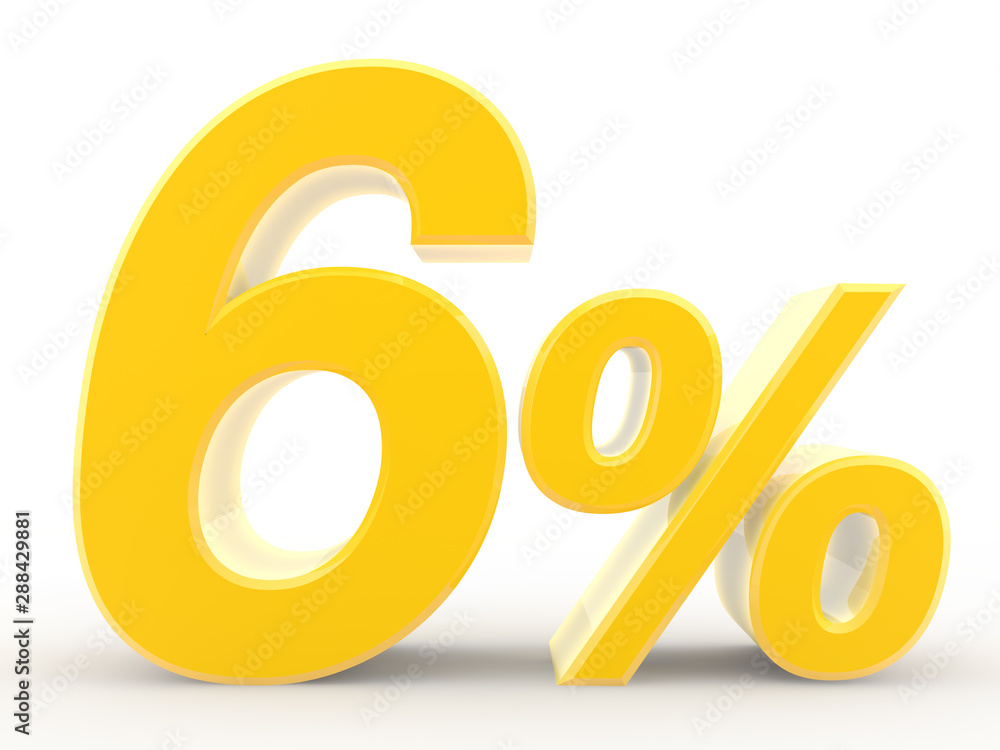 6 percent on white background illustration 3D rendering 6 percent on white background illustration 3D rendering