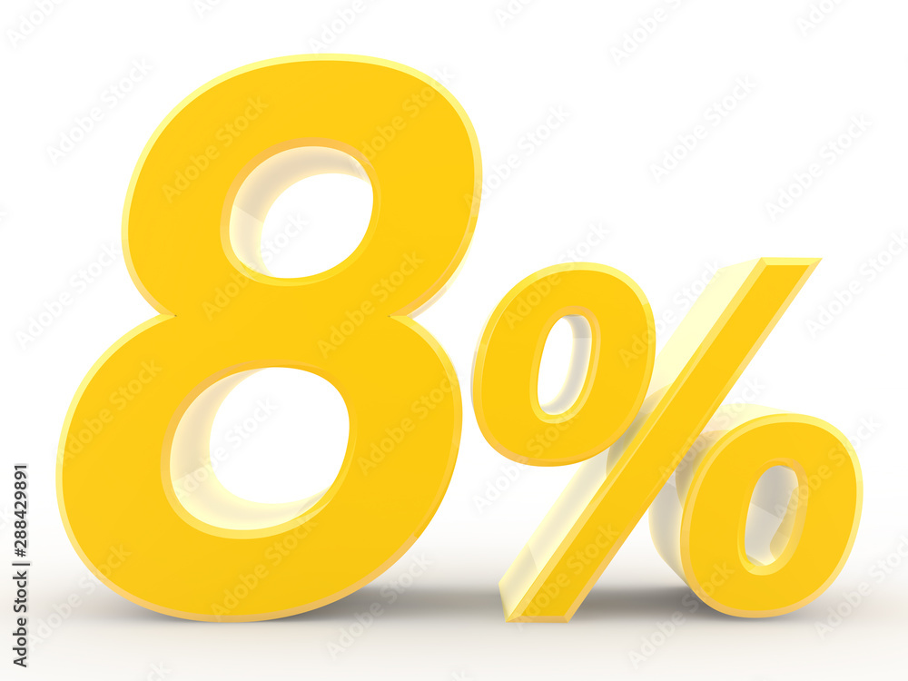 8 percent on white background illustration 3D rendering 8 percent on white background illustration 3D rendering