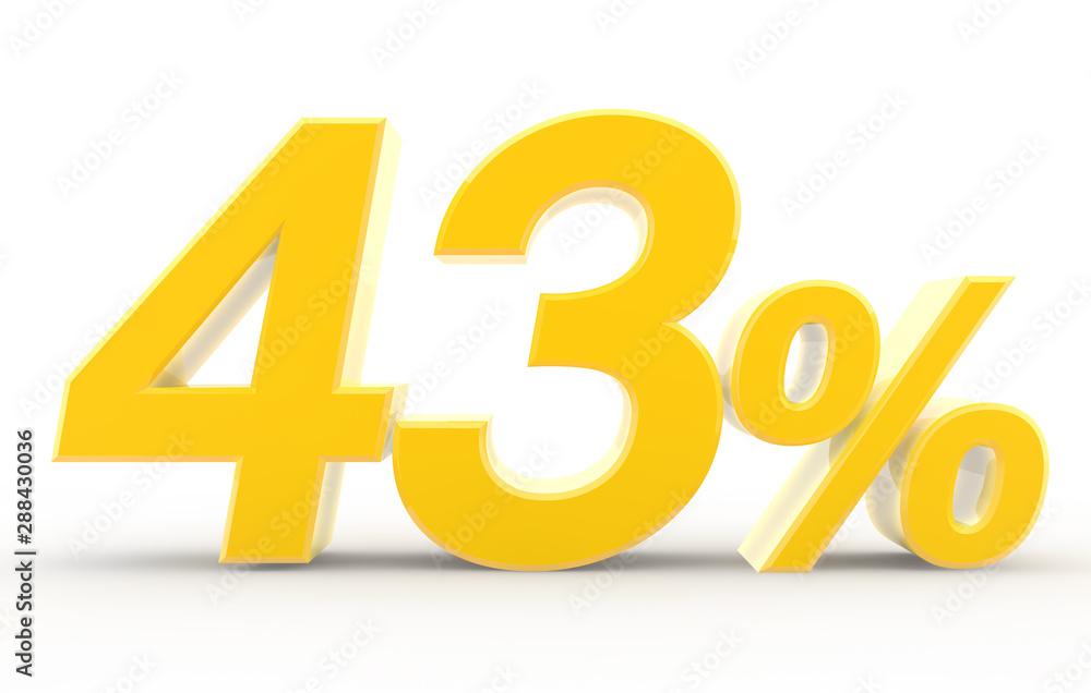 43 percent on white background illustration 3D rendering 43 percent on white background illustration 3D rendering