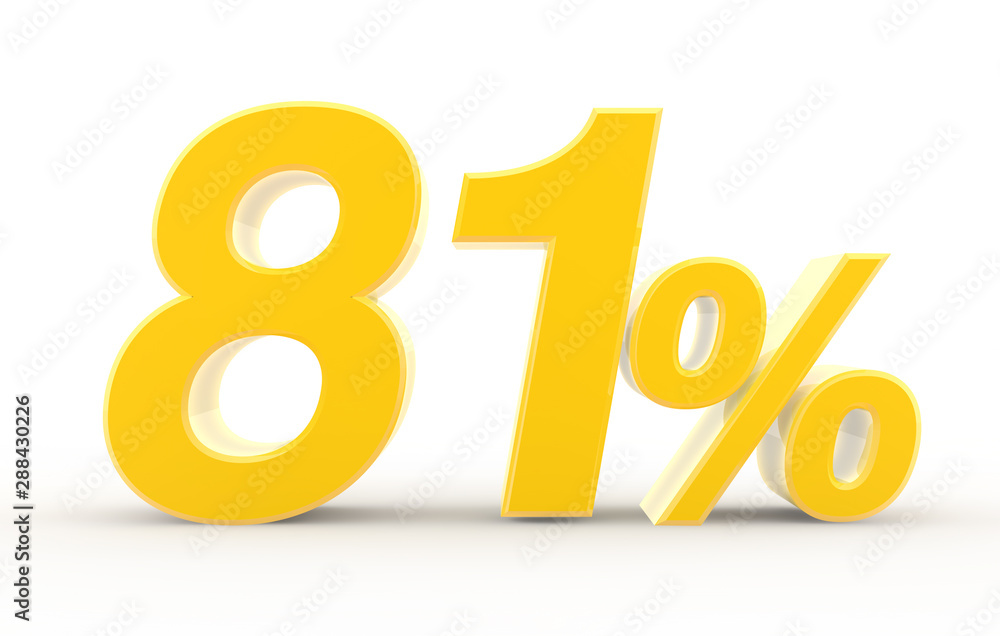 81 percent on white background illustration 3D rendering 81 percent on white background illustration 3D rendering