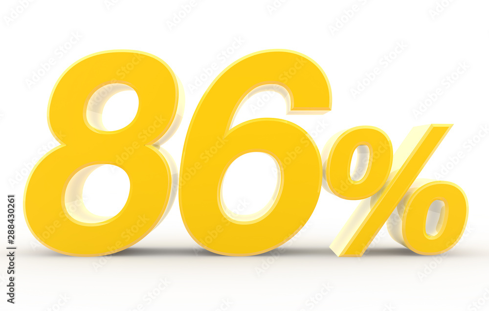 86 percent on white background illustration 3D rendering 86 percent on white background illustration 3D rendering