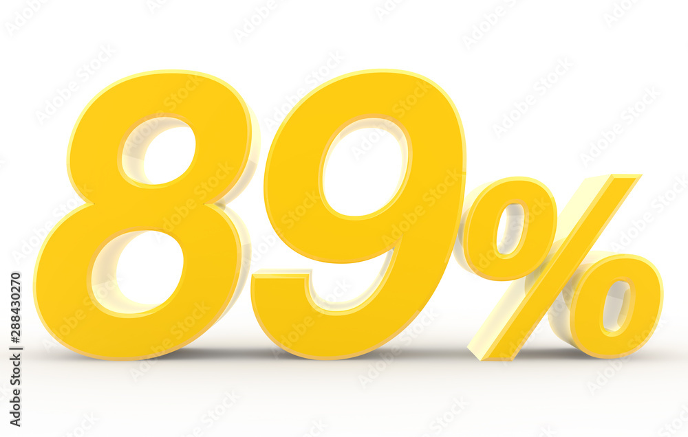 89 percent on white background illustration 3D rendering 89 percent on white background illustration 3D rendering