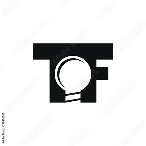 Tableau sur toile Letter T F Logo. Creative Symbol. Bulb Lamp Icon Vector Eps 10.