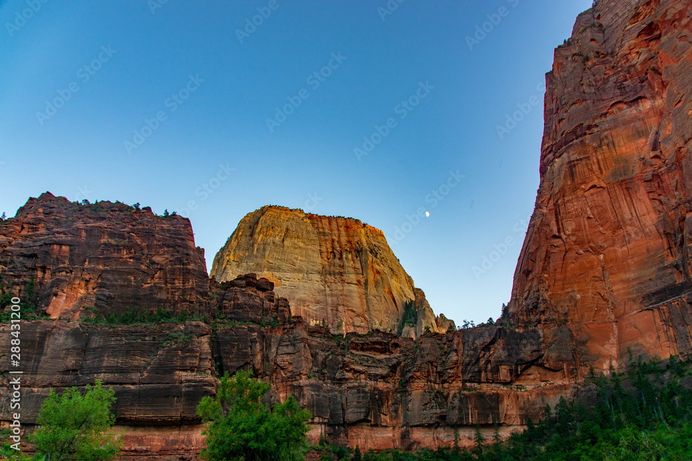 Moon Over the Great White Throne as the Sun Sets