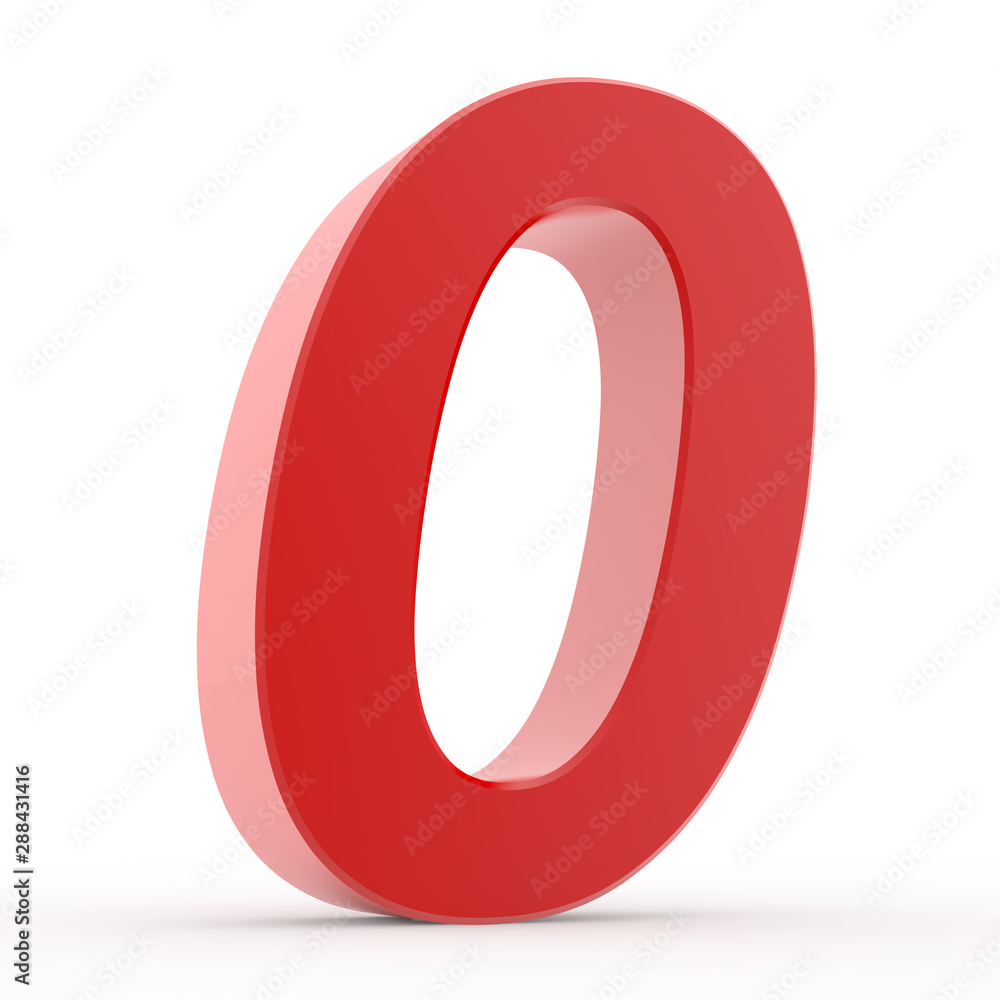 Number 0 red collection on white background illustration 3D rendering Number 0 red collection on white background illustration 3D rendering