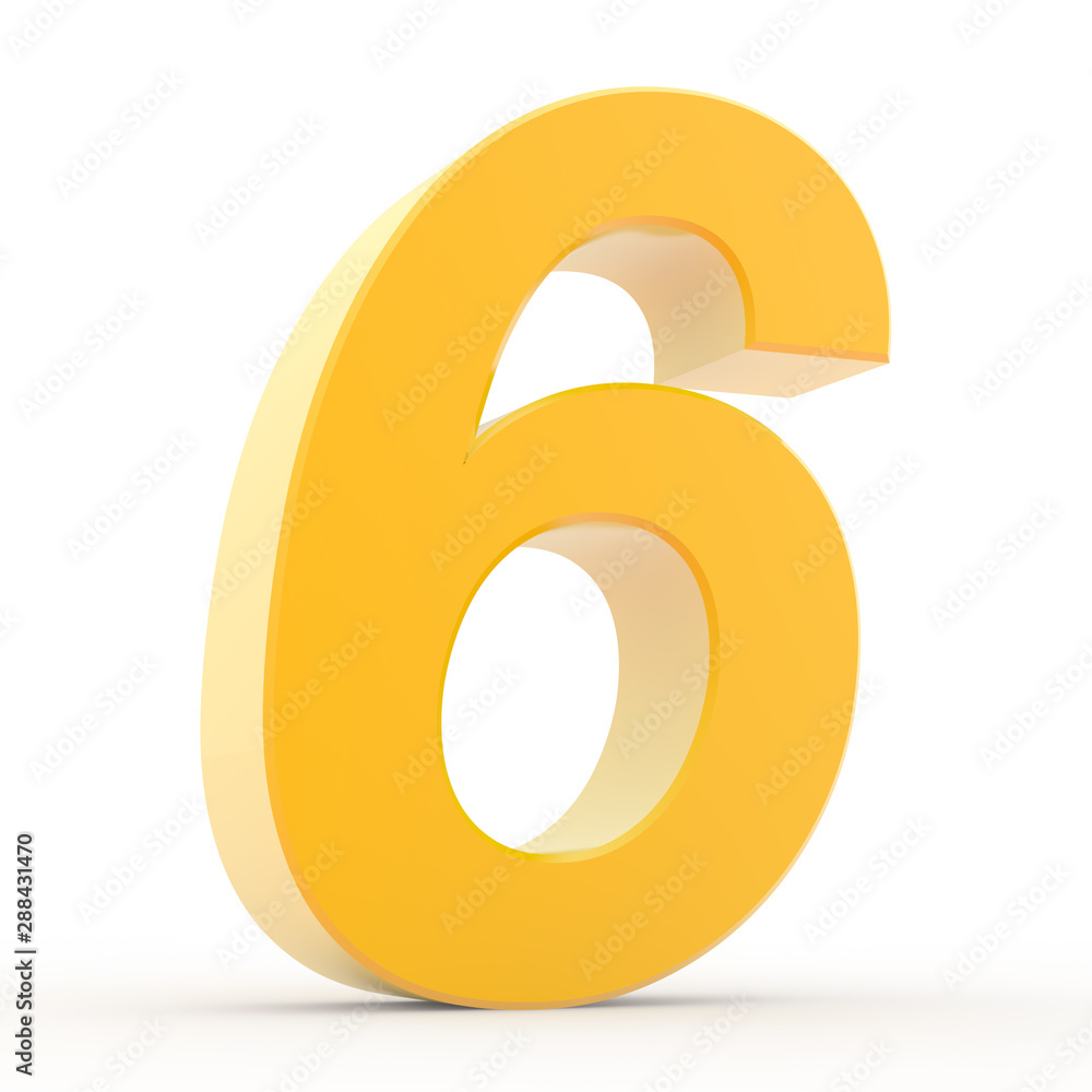 Number 6 yellow gold collection on white background illustration 3D rendering Number 6 yellow gold collection on white background illustration 3D rendering