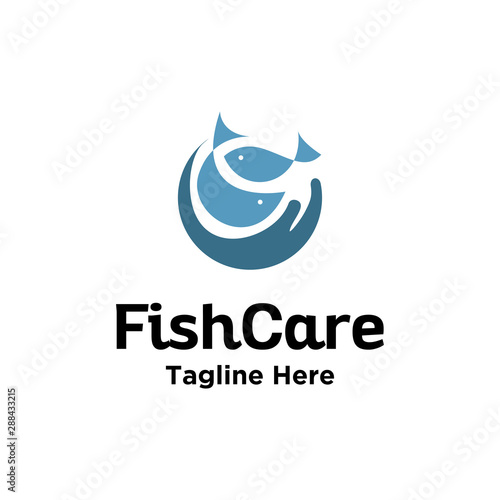 fish with hand care logo icon vector template