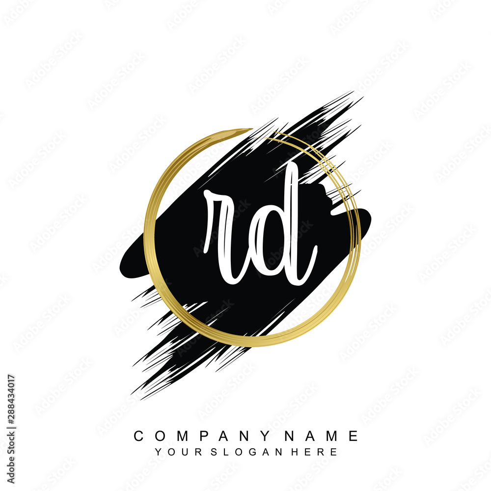Vetor de RD initials handwriting logo, with brush template and brush ...