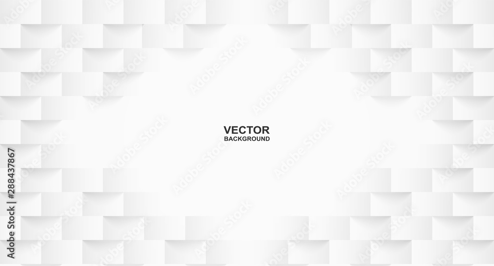 Abstract . Embossed geometric square white background ,light and shadow .Vector. - obrazy, fototapety, plakaty 