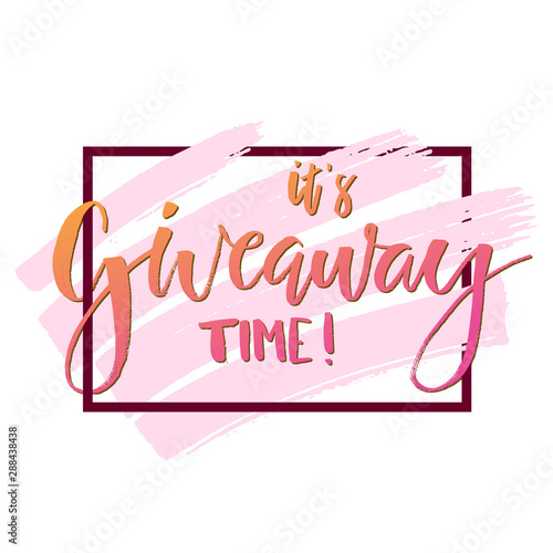 It's Giveaway time modern poster template design for social media post or website banner with brush strokes. Free gift raffle, win prize and freebies. Vector illustration