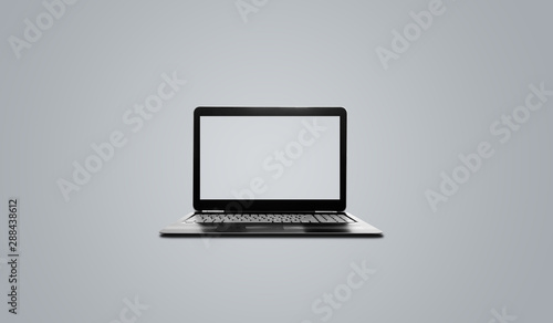 Computer laptop on gray background