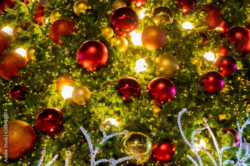 Christmas decoration, Christmas tree, gifts, New year, decorations.Christmas light night background, Happy holidays background,Christmas background with light,