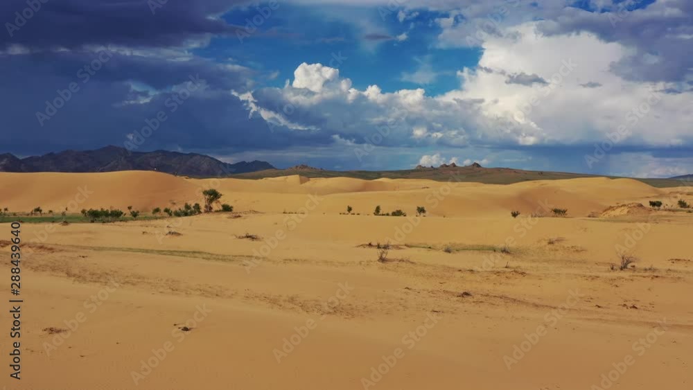 Aerial view of the sand dunes Elsen Tasarhai (Bayan Gobi) in Mongolia, 4k Aerial view of the sand dunes Elsen Tasarhai (Bayan Gobi) in Mongolia, 4k