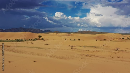 Aerial view of the sand dunes Elsen Tasarhai (Bayan Gobi) in Mongolia, 4k photo