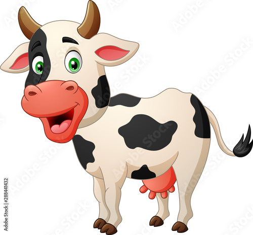 Funny cartoon cow. vector illustration