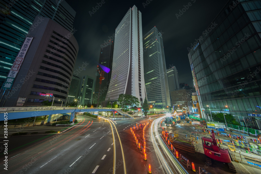Tokyo traffic at night
