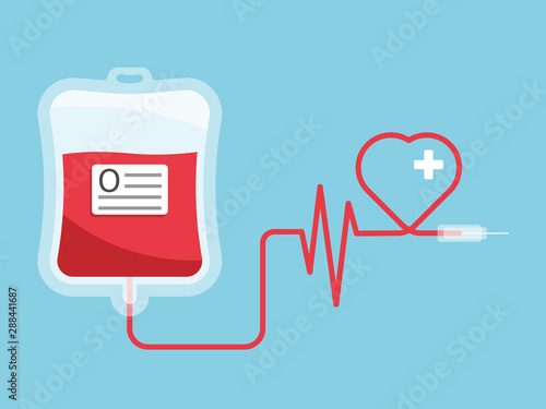 blood bag with heart shape, blood donation
