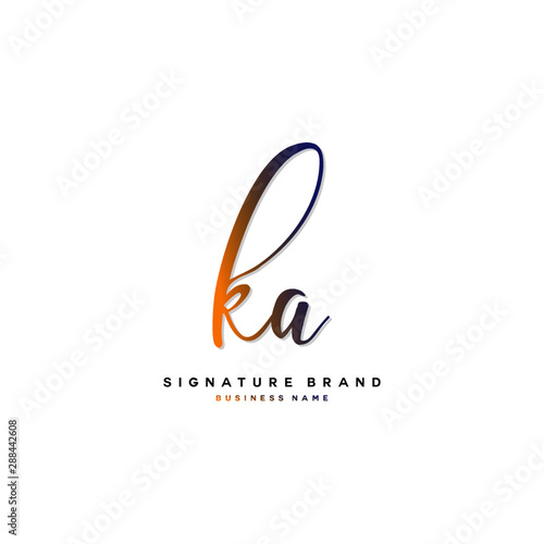 K A KA Initial letter handwriting and  signature logo concept design.