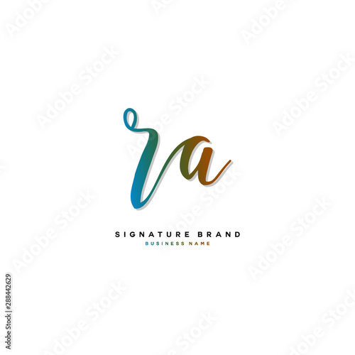 R A RA Initial letter handwriting and signature logo concept design.