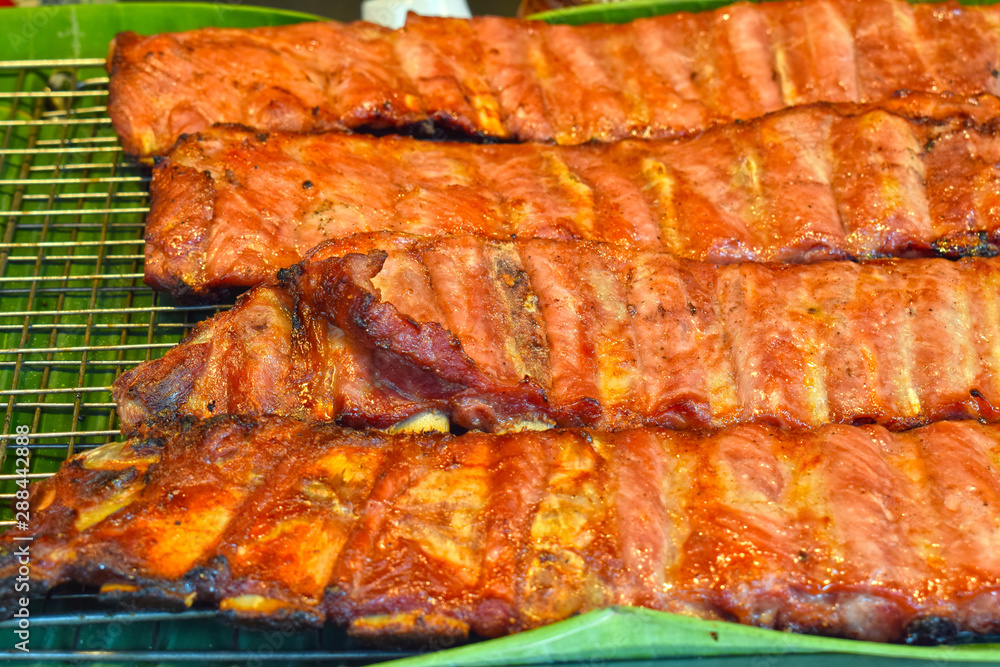 Grilled Pork Ribs Fragrant and delicious Is a pork that is attached to the bone Popular to be grilled is very delicious Grilled Pork Ribs Fragrant and delicious Is a pork that is attached to the bone Popular to be grilled is very delicious