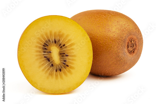 Gold kiwi fruit isolated on white background with clipping path