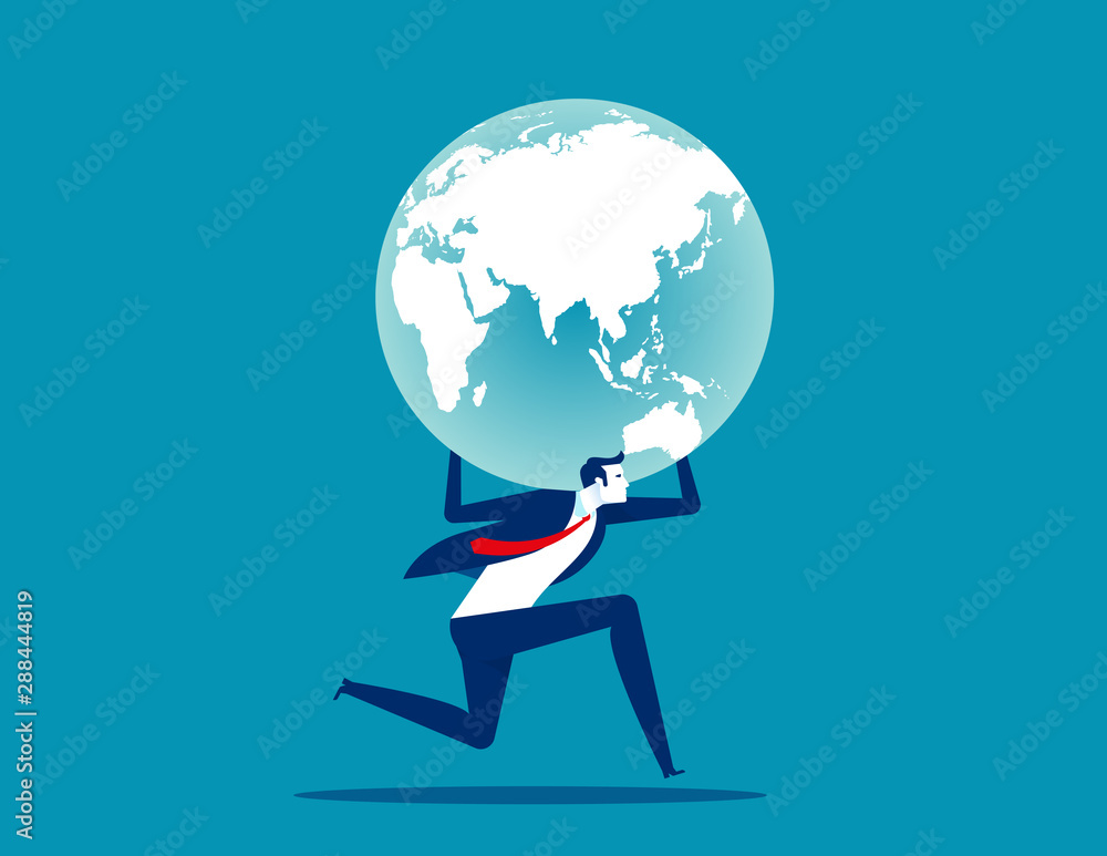 Holding globe. Concept people and earth vector illustration, Flat cartoon style design Holding globe. Concept people and earth vector illustration, Flat cartoon style design