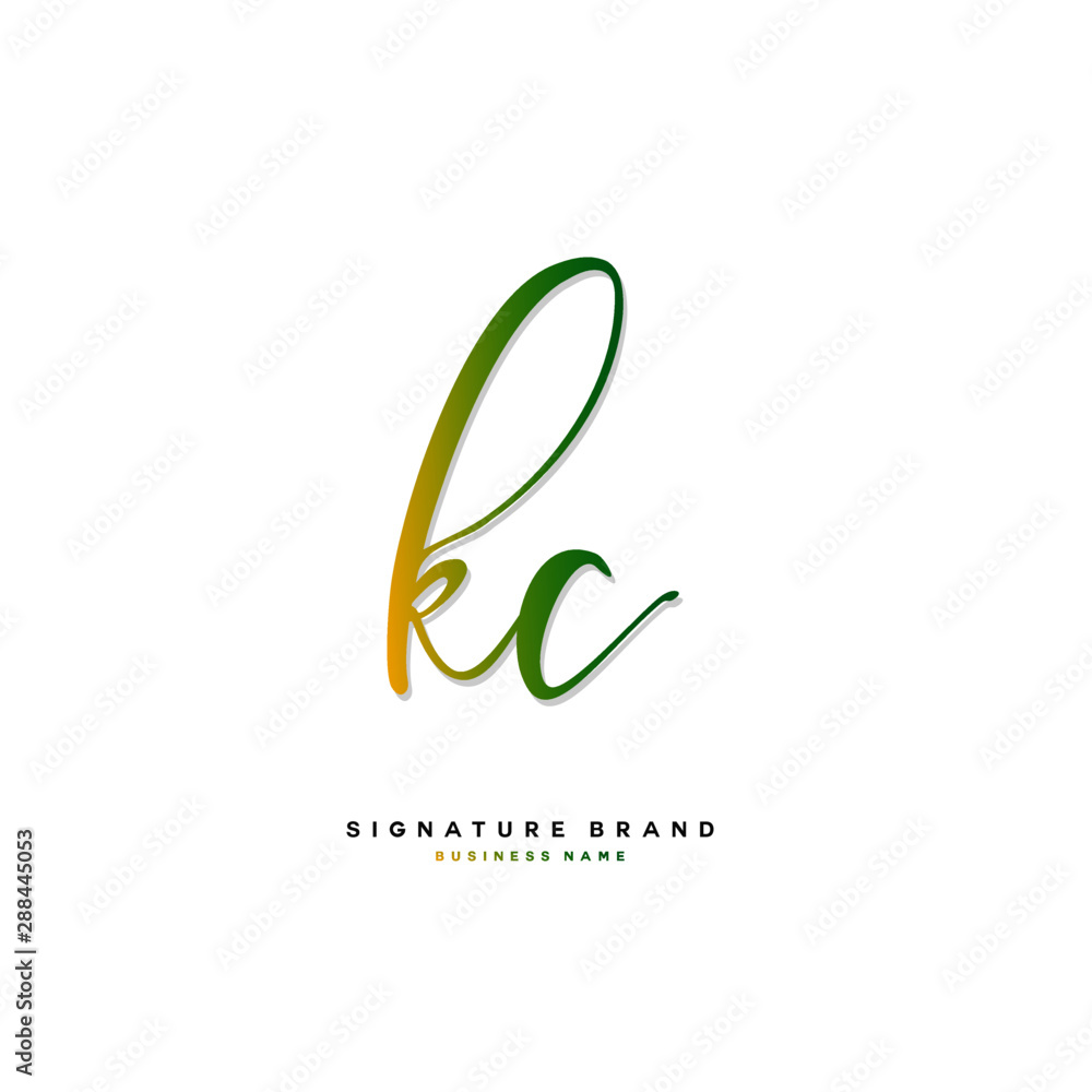 Obraz premium K C KC Initial letter handwriting and signature logo concept design.