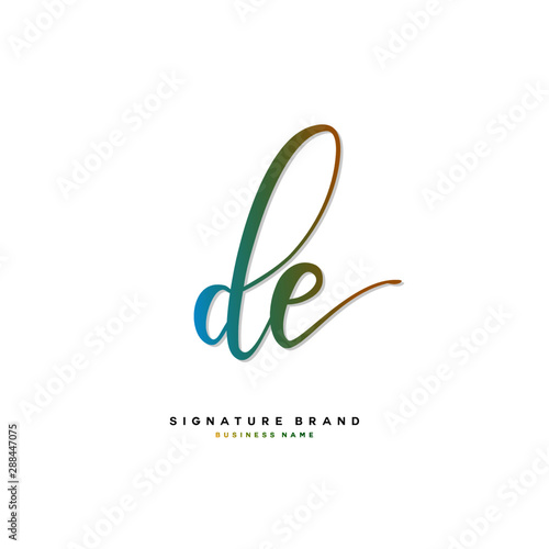 D E DE Initial letter handwriting and signature logo concept design.